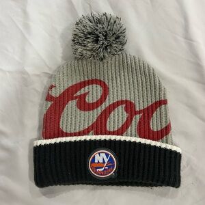 New York Islanders Coors Grey & Red Pom Beanie Hat